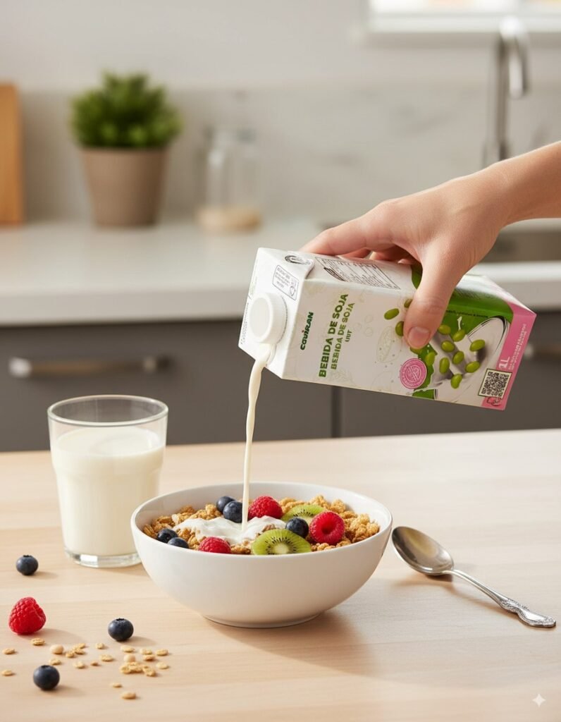 Bebida de soja en cereal